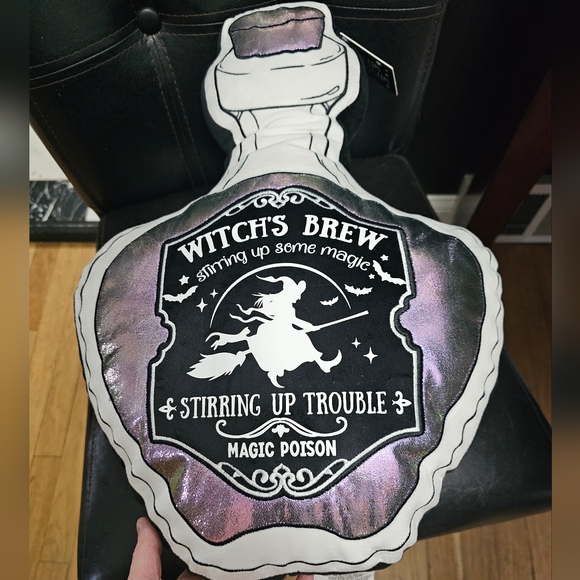 Halloween Hocus Pocus Witches Brew Potion Bottle Tonic Decor Pillow - Picture 7 of 13